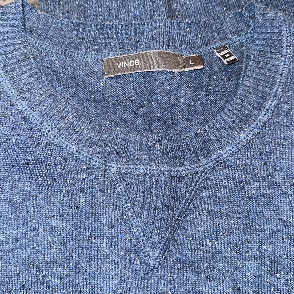 Vince Wool Blend Textured Blue Speckled Sweater Size L